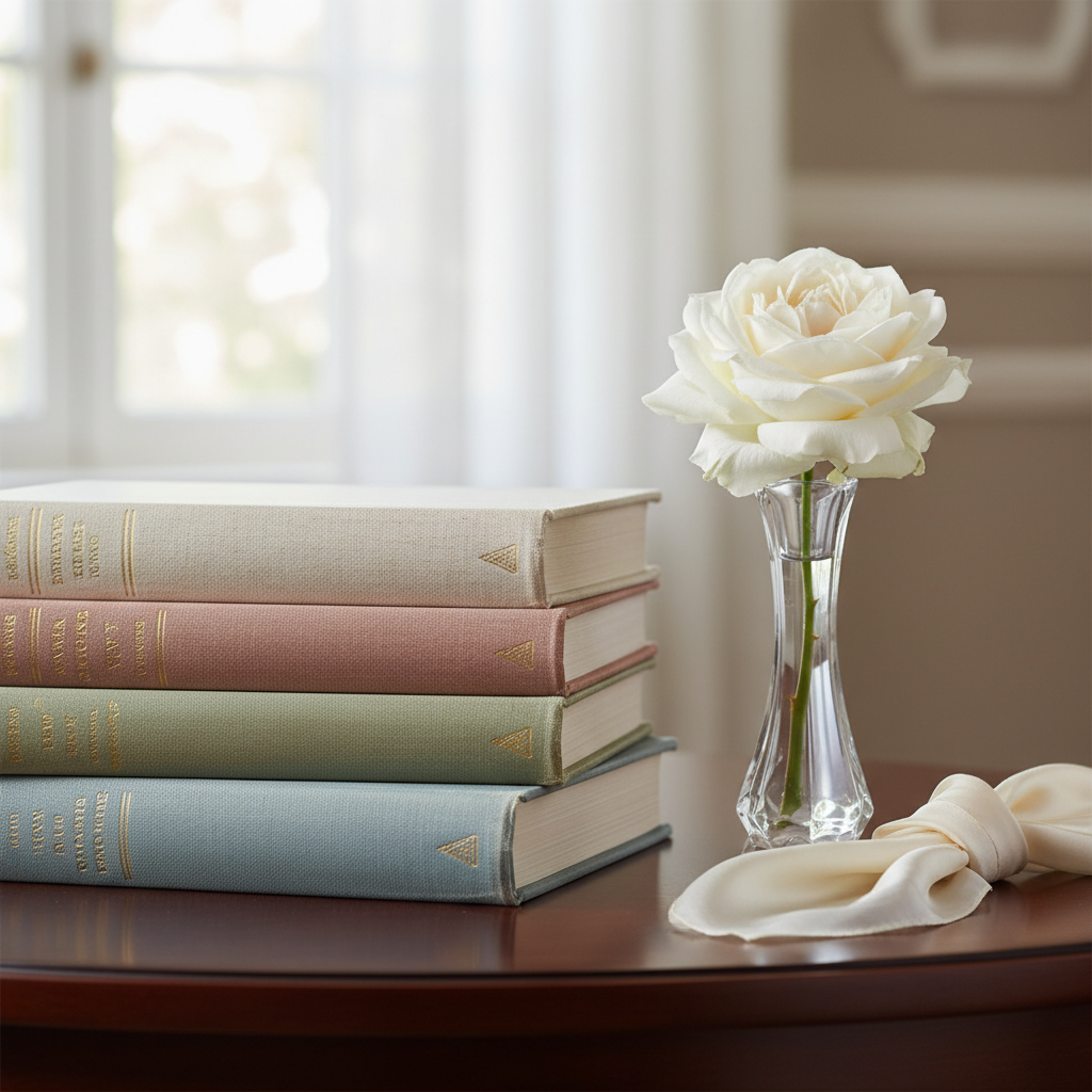 Open vintage book with delicate light